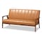Baxton Studio Nikko Mid-century Modern Tan Faux Leather and Walnut Brown finished Wood Sofa 175-10976-Zoro - alternate 1